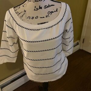 Escada white knit top with rope trim size 44